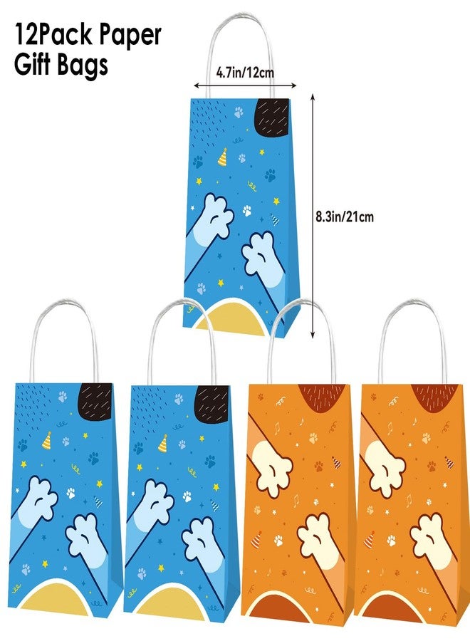 BOBORAT Blue Dog Pet-Themed Paper Gift Bags, 12 Pack, Blue and Orange Party Favor Bags with Handles, 8.3 x 4.7 inches - Image 4